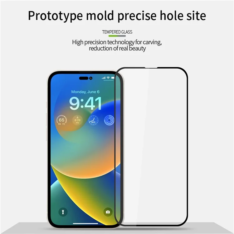 MOFI JK Tempered Glass Film Series-1 para iPhone 15 Protector de pantalla completo Pegamento completo Película de vidrio de alto aluminio-silicio