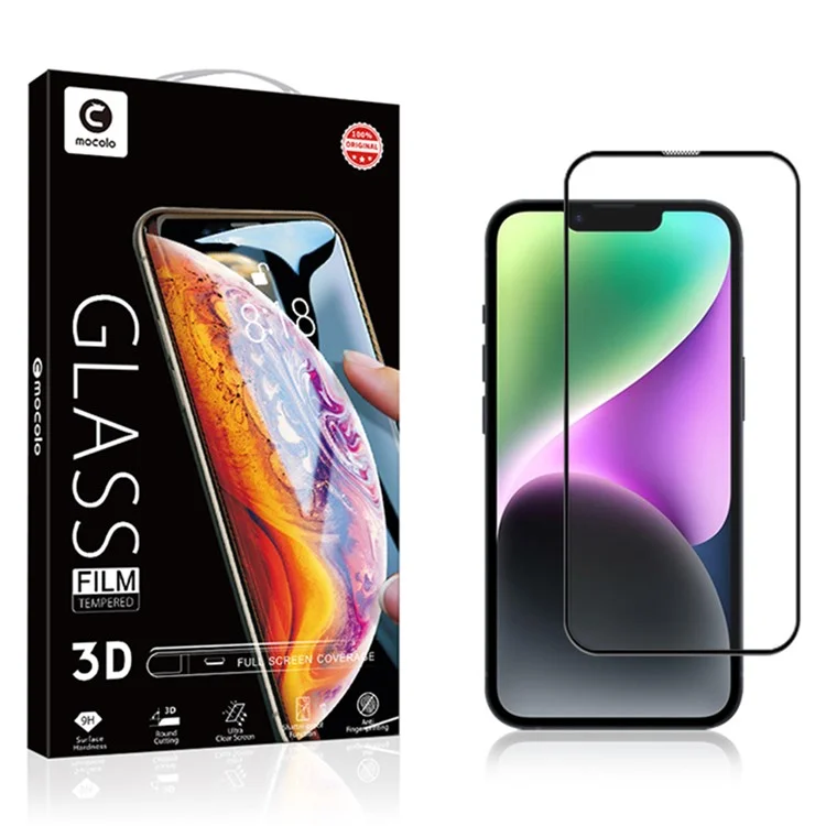 MOCOLO Для iPhone 15 Plus Black Edge Full Glue Film 3D Curved Tempered Glass Full Screen Protector