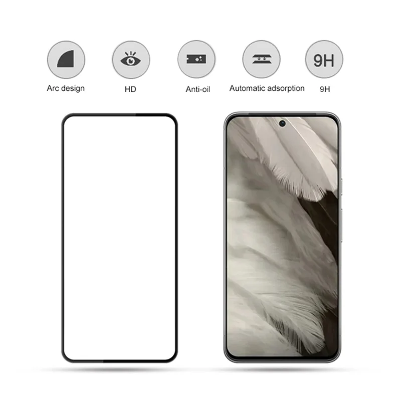 MOCOLO para Google Pixel 8 Pro Protector de pantalla completo antiarañazos Pantalla completa Seda Impresión Película de vidrio templado - Negro