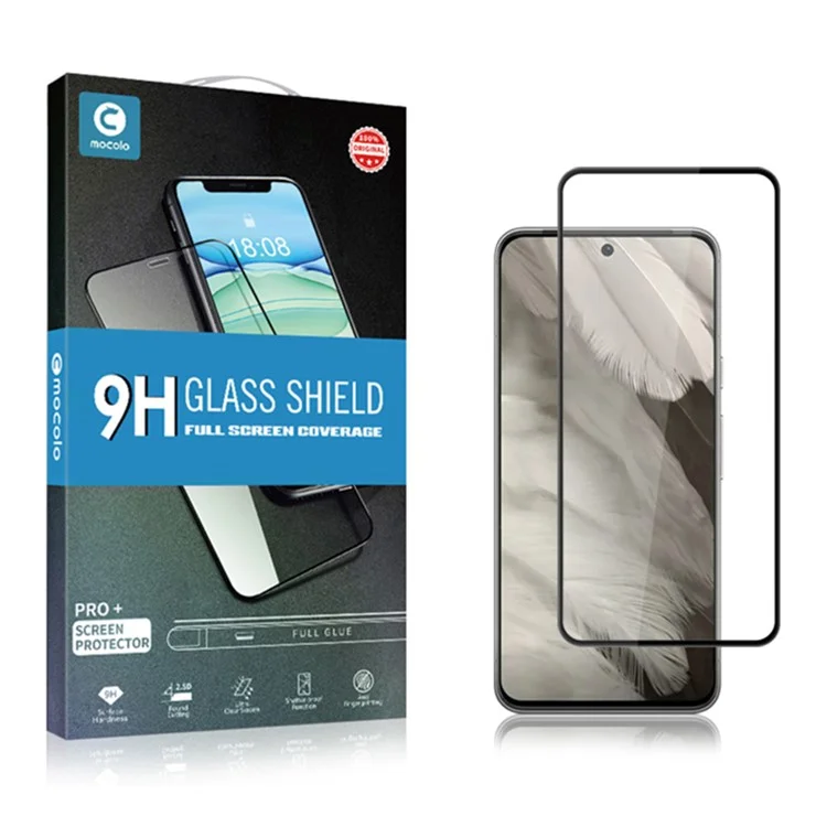 MOCOLO para Google Pixel 8 Pro Protector de pantalla completo antiarañazos Pantalla completa Seda Impresión Película de vidrio templado - Negro