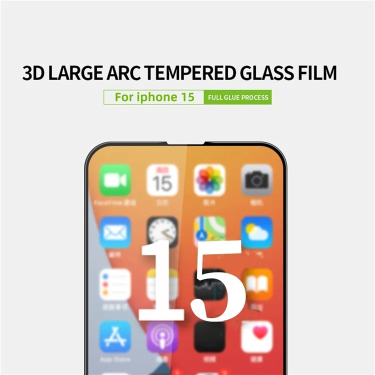 PINWUYO JK 3D Curved Tempered Glass Film-2 for iPhone 15 Full Glue High Aluminum-silicon Glass HD Clear Screen Protector