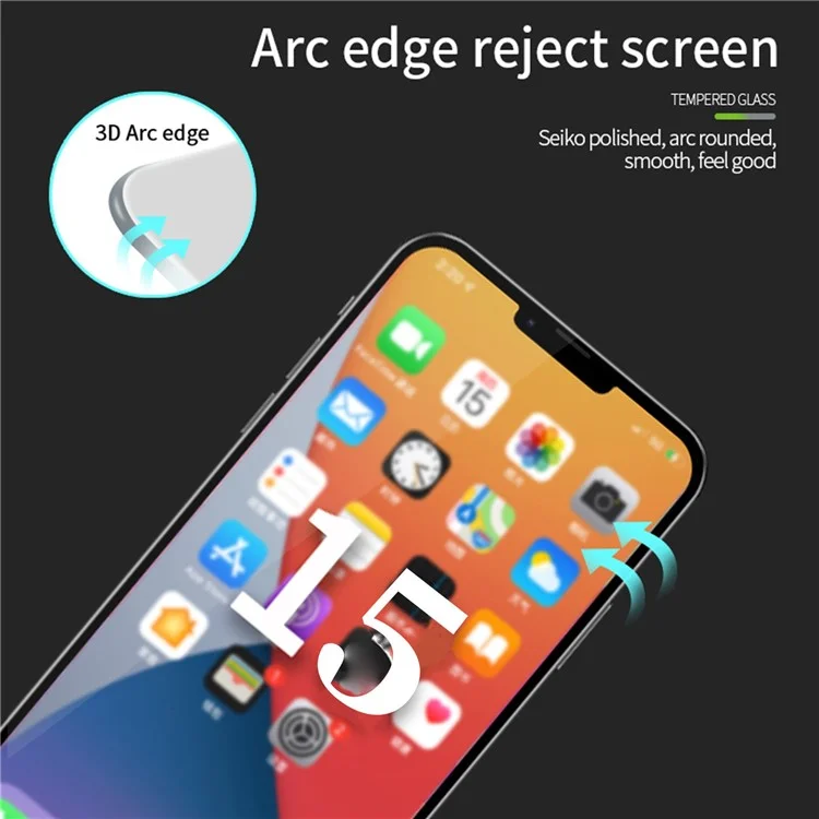 PINWUYO JK 3D Curved Tempered Glass Film-2 for iPhone 15 Full Glue High Aluminum-silicon Glass HD Clear Screen Protector