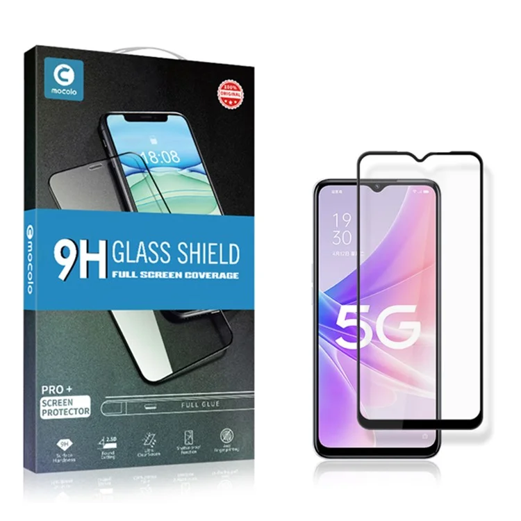 MOCOLO For Oppo A58 5G Silk Printing Full Screen Protector Full Glue Tempered Glass Film - Black