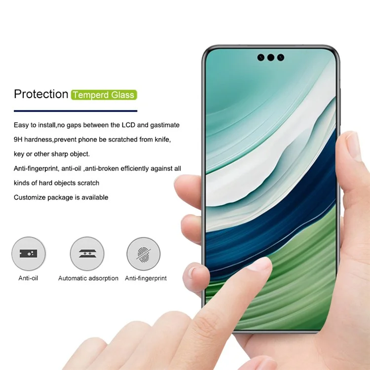 MOCOLO For Huawei Mate 60 Pro / Mate 60 Pro+ Screen Protector Full Coverage 3D Curved Tempered Glass Film - Black