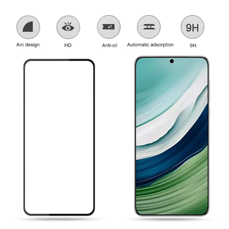 MOCOLO Pour Huawei Mate 60 Protecteur d'écran full coverage Full Glue Silk Printing Verre trempé Film - Noir