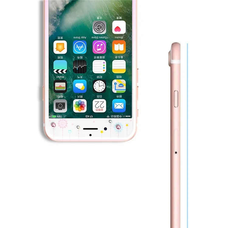 KAVARO Watery Series for iPhone 7 4.7 Tempered Glass Full Screen Cover with Authorized Swarovski Crystal - Reindeer