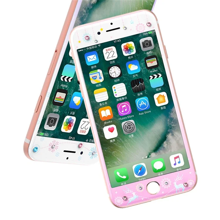 KAVARO Watery Series for iPhone 7 4.7 Tempered Glass Full Screen Cover with Authorized Swarovski Crystal - Reindeer