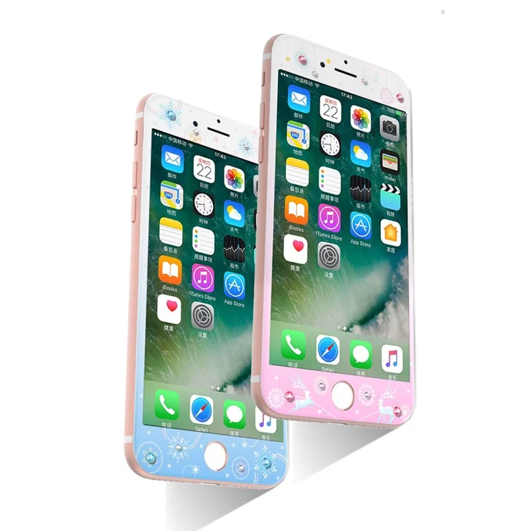 KAVARO Watery Series for iPhone 7 4.7 Tempered Glass Full Screen Cover with Authorized Swarovski Crystal - Reindeer