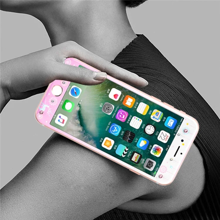 KAVARO Watery Series for iPhone 7 4.7 Tempered Glass Full Screen Cover with Authorized Swarovski Crystal - Reindeer