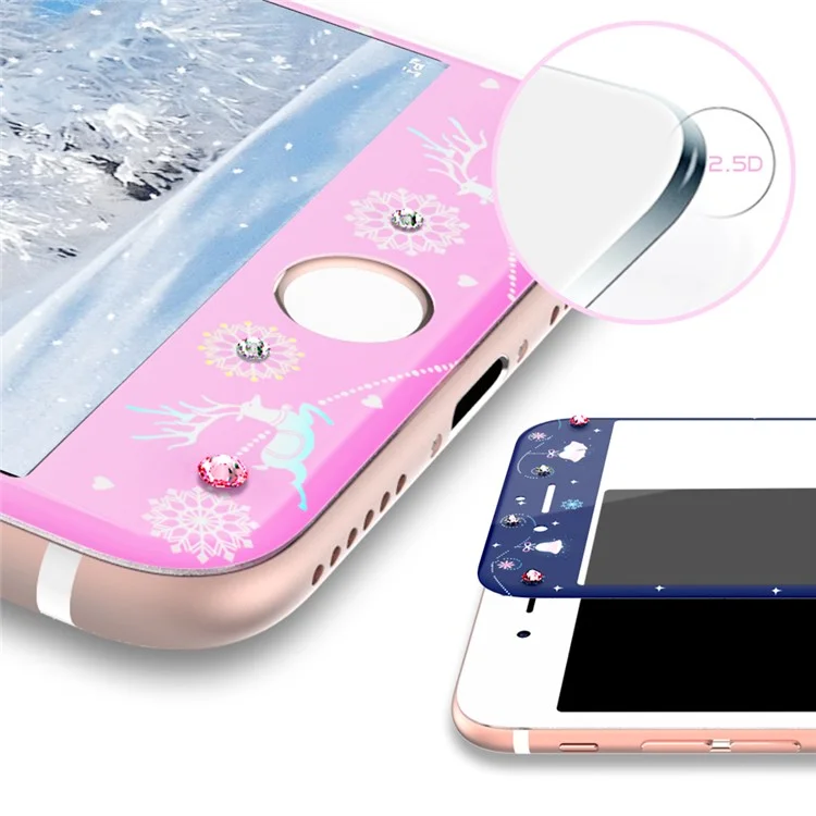 KAVARO Watery Series for iPhone 7 4.7 Tempered Glass Full Screen Cover with Authorized Swarovski Crystal - Reindeer