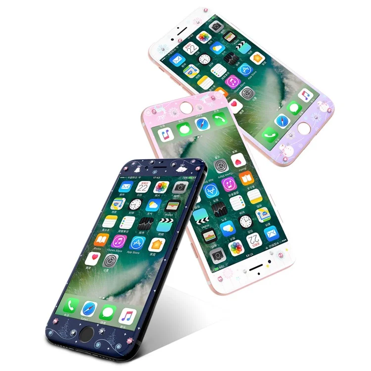 KAVARO Watery Series for iPhone 7 4.7 Tempered Glass Full Screen Cover with Authorized Swarovski Crystal - Reindeer