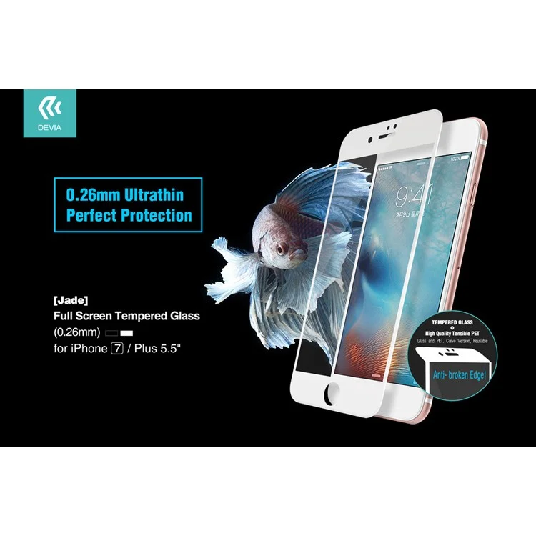 DEVIA for iPhone 7 Plus 3D Curved full coverage Tempered Glass Guard Film - White