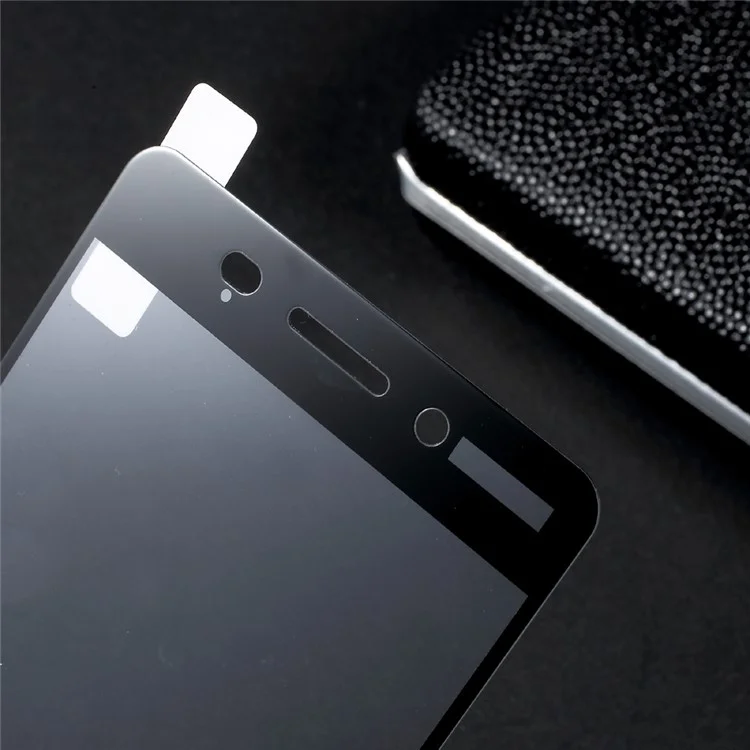 For Nokia 6 Silk Print Full Screen Cover Mobile Tempered Glass Protector Film - Black