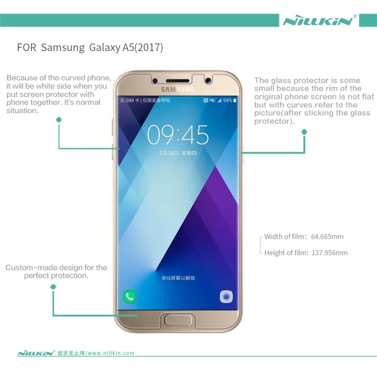 Nillkin Para Samsung Galaxy A5 (2017) Película Protector de Pantalla LCD Anti-fingerprint Transparente HD