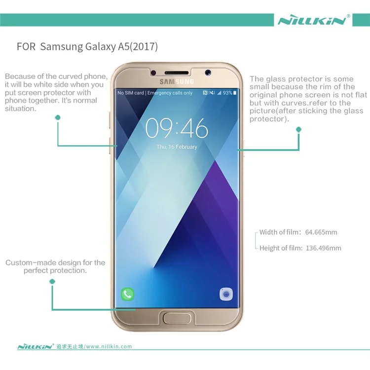 NILLKIN Amazing H for Samsung Galaxy A5 (2017) Tempered Glass Screen Protector Anti-explosion 9H