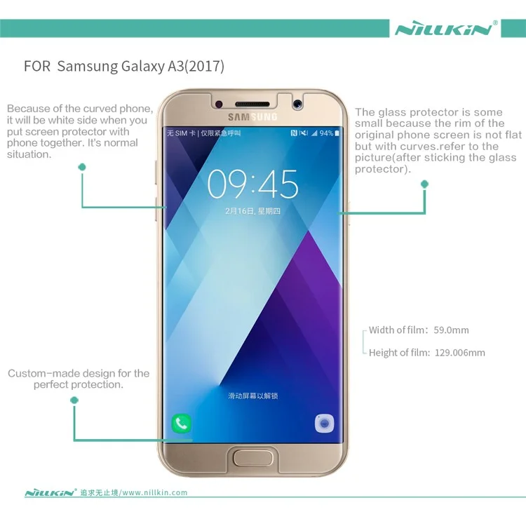 NILLKIN for Samsung Galaxy A3 (2017) Matte Anti-scratch LCD Screen Protector Mobile Guard Film