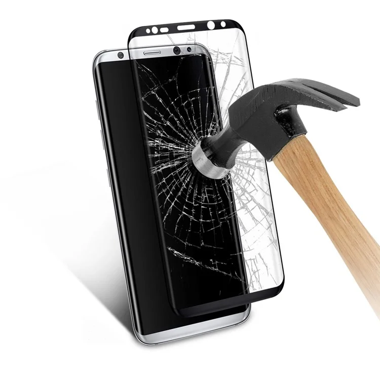 3D Curved Tempered Glass Full Screen Protector Film 0.3mm for Samsung Galaxy S8 Plus G9550 - Black