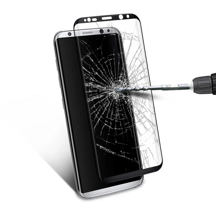 3D Curved Tempered Glass Full Screen Protector Film 0.3mm for Samsung Galaxy S8 Plus G9550 - Black