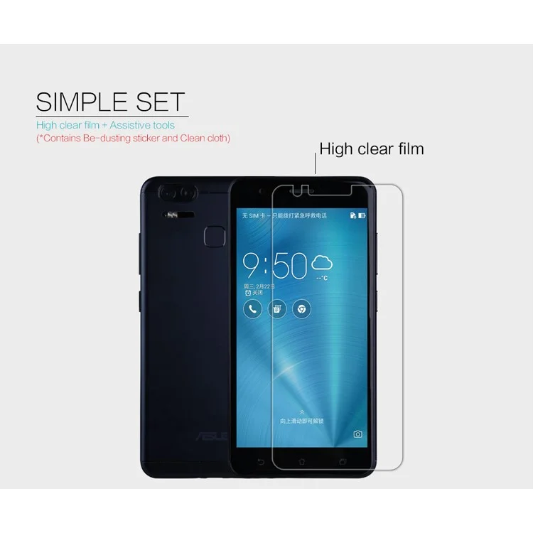 NILLKIN Crystal Clear Anti-fingerprint Screen Protector Film Cover for Asus Zenfone 3 Zoom ZE553KL