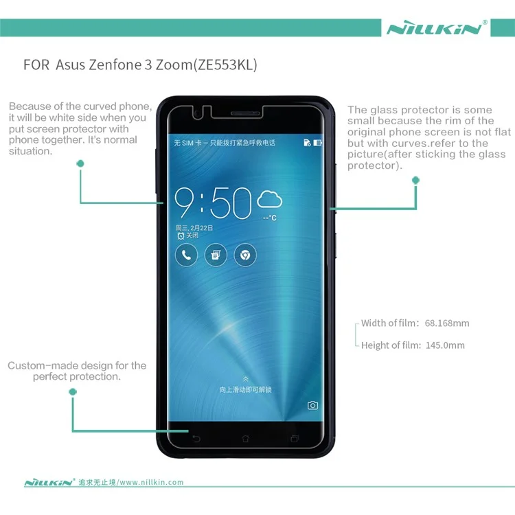 NILLKIN Crystal Clear Anti-fingerprint Screen Protector Film Cover for Asus Zenfone 3 Zoom ZE553KL