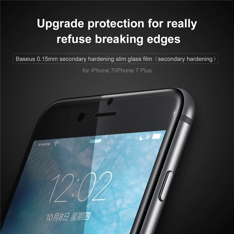 BASEUS Secondary Hardening 0.15mm Thin Mobile Full Glue Tempered Glass Screen Protector for iPhone 8/7 4.7 inch