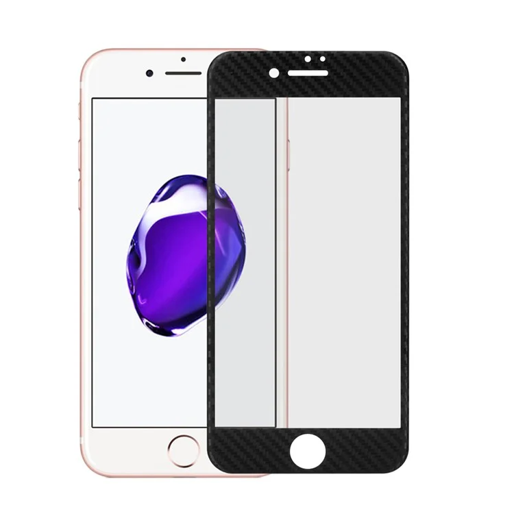 Carbon Fiber Texture 3D Full Coverage Tempered Glass Screen Protector for iPhone 7 4.7 inch - Black