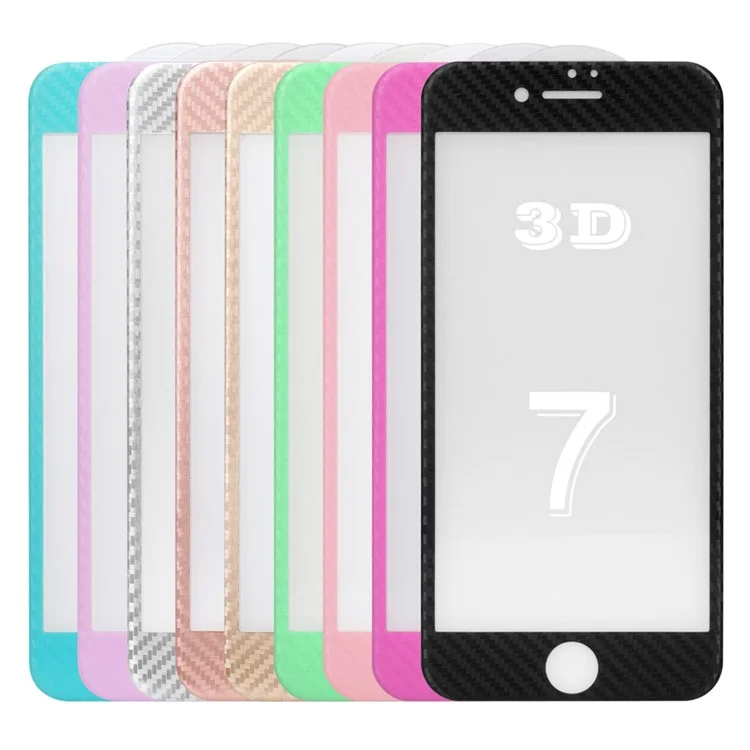 Carbon Fiber Texture 3D Full Coverage Tempered Glass Screen Protector for iPhone 7 4.7 inch - Black