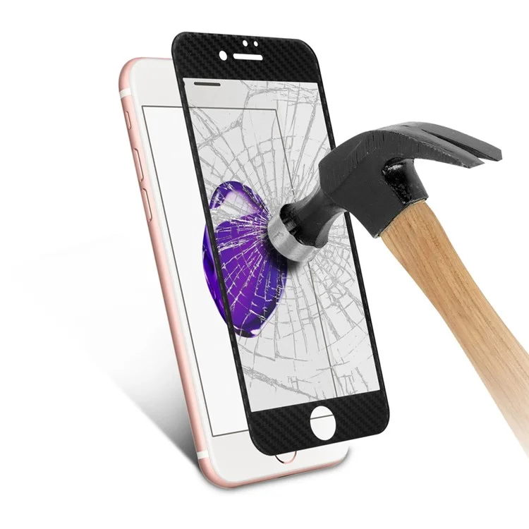 Carbon Fiber Texture 3D Full Coverage Tempered Glass Screen Protector for iPhone 7 4.7 inch - Black