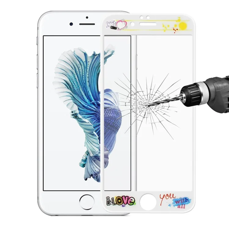 HAT PRINCE Carbon Fiber Soft Edge Full Tempered Glass Screen Protector for iPhone 6s 6 - I Love You