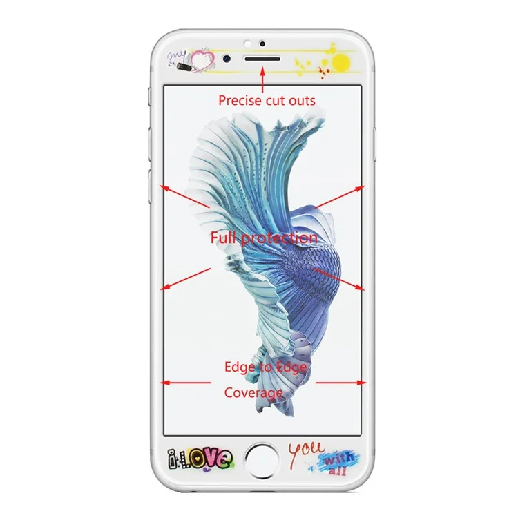 HAT PRINCE Carbon Fiber Soft Edge Full Tempered Glass Screen Protector for iPhone 6s 6 - I Love You