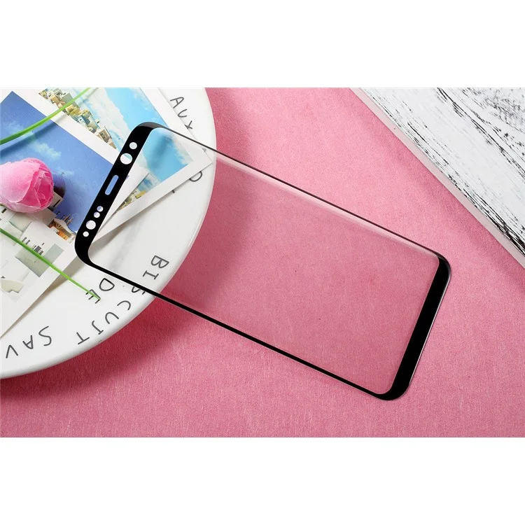 AMORUS Full Size Silk Printing Tempered Glass Screen Protector for Samsung Galaxy S8 - Black