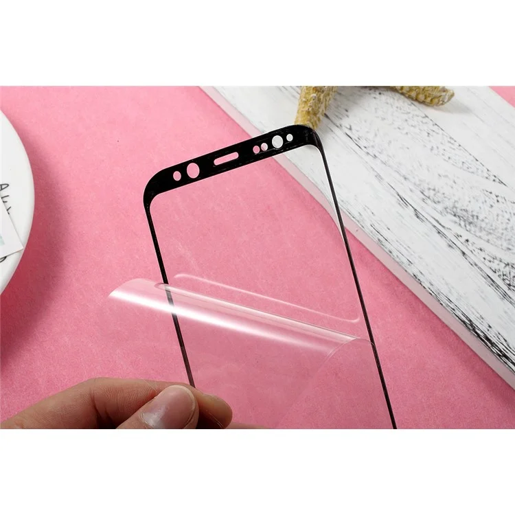 AMORUS Full Size Silk Printing Tempered Glass Screen Protector for Samsung Galaxy S8 - Black