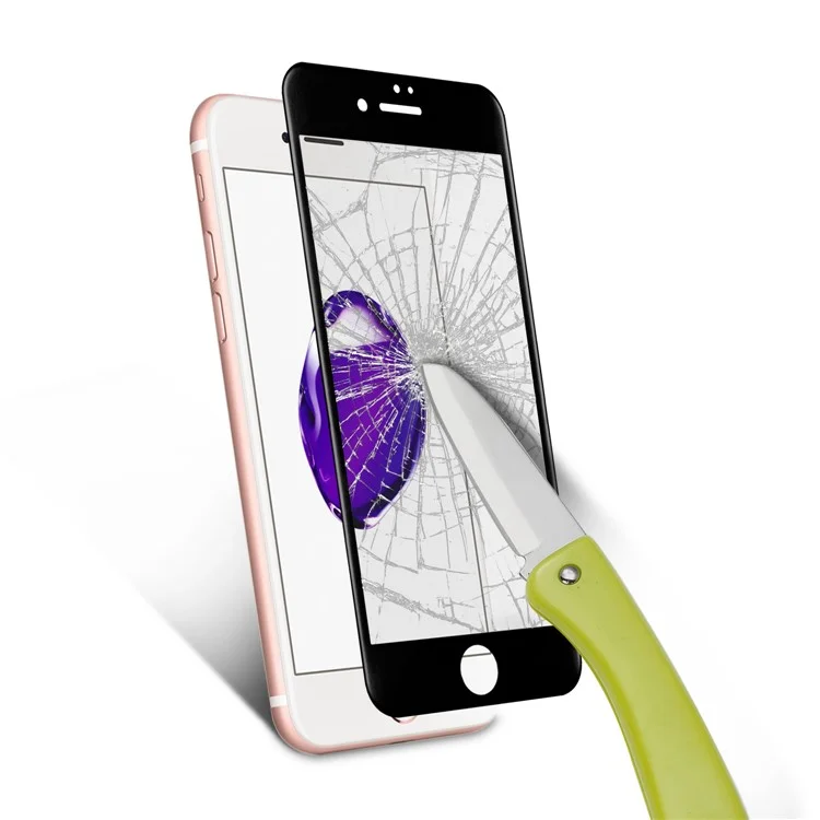 For iPhone 7 4.7 inch 0.3mm Full Coverage 3D Curved Carbon Fiber Tempered Glass Screen Protector - Black