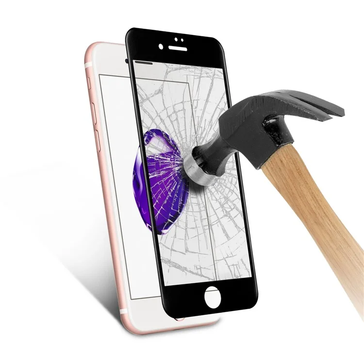 For iPhone 7 4.7 inch 0.3mm Full Coverage 3D Curved Carbon Fiber Tempered Glass Screen Protector - Black