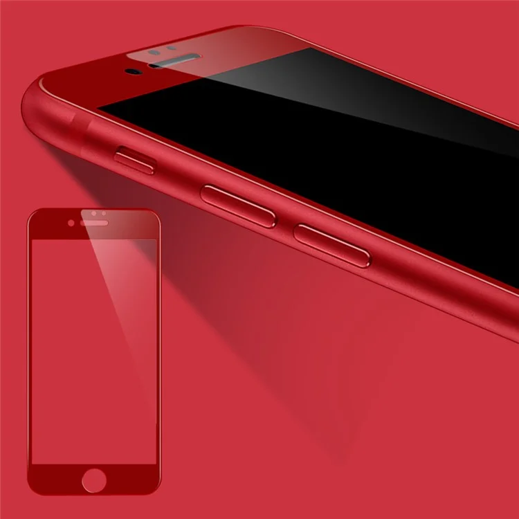 WUW-G08 4D Arc Edge Anti-fingerprint Ultra Clear Tempered Glass Protector Film for iPhone 7 - Red