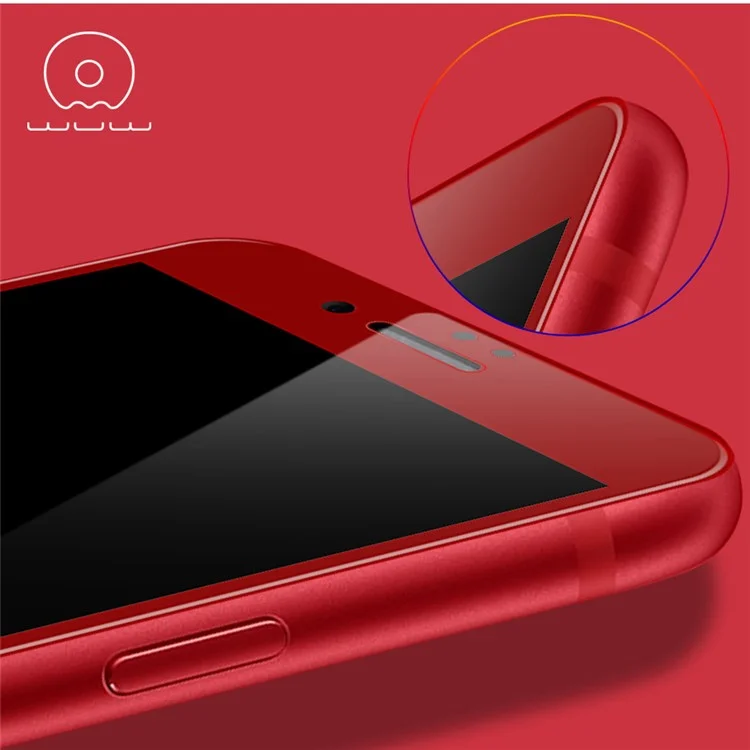 WUW-G08 4D Arc Edge Anti-fingerprint Ultra Clear Tempered Glass Protector Film for iPhone 7 - Red