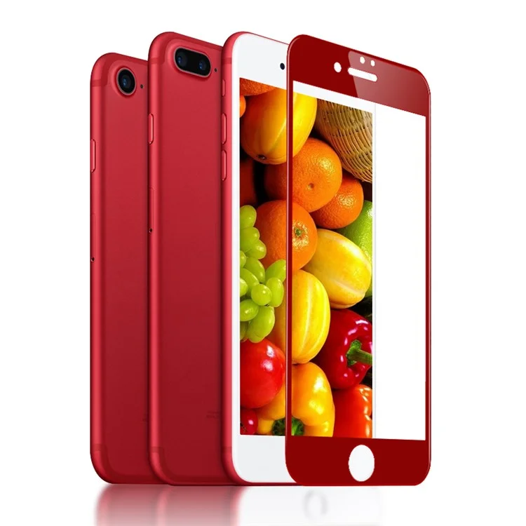 WUW-G08 4D Arc Edge Anti-fingerprint Ultra Clear Tempered Glass Protector Film for iPhone 7 - Red