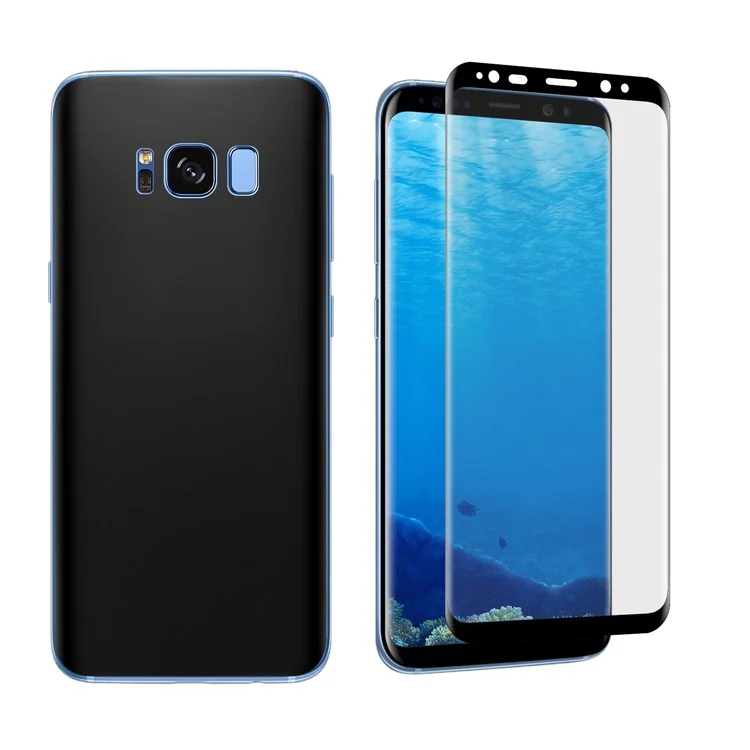 ANGIBABE 0.1mm Full Cover Plated Soft PET Front + Back Curved Mobile Protector Film for Samsung Galaxy S8 G950 - Black