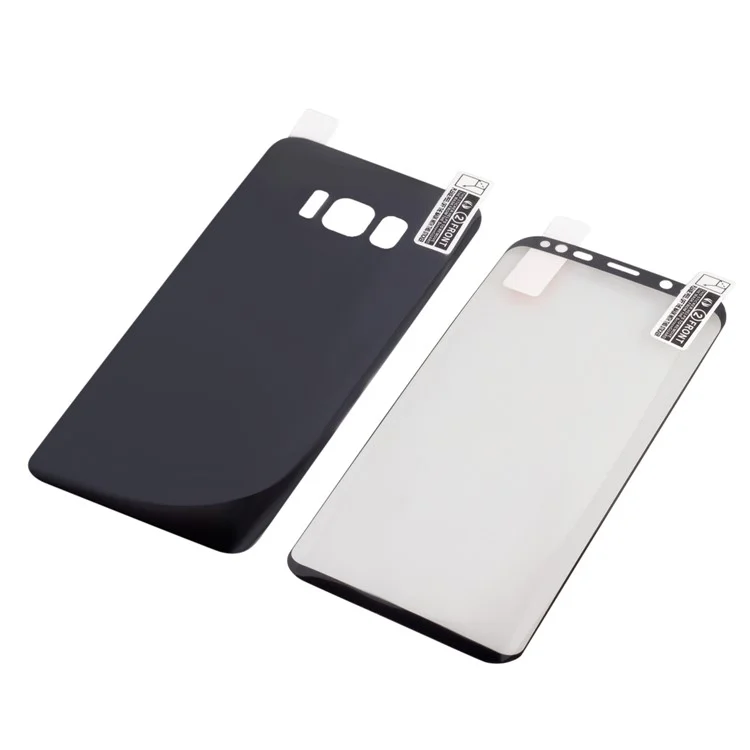 ANGIBABE 0.1mm Full Cover Soft PET Plated Curved Front + Back Guard Film for Samsung Galaxy S8 Plus G9550 - Black
