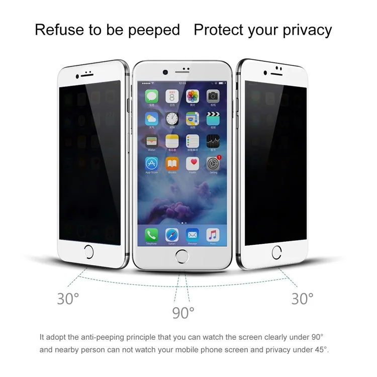 BASEUS 0.23mm Anti-spy Soft PET Edges Full Size Tempered Glass Screen Protector for iPhone 7 - White