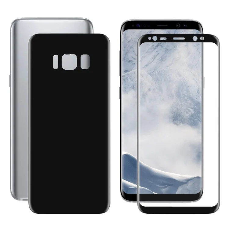 HAT PRINCE for Samsung Galaxy S8 G950 Electroplated Front and Back 3D Full Size Screen Protectors - Black