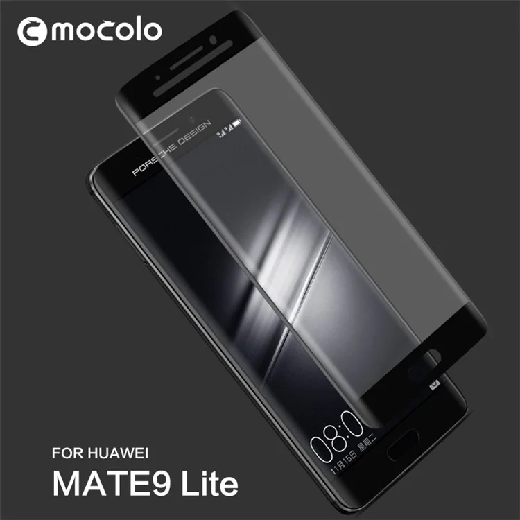 MOCOLO for Huawei Mate 9 Lite Silk Print Arc Edge Full Size Tempered Glass Screen Film - Black