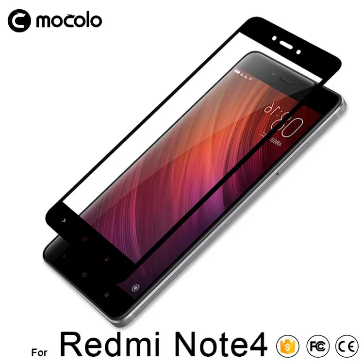 MOCOLO Arc Edge Tempered Glass Screen Protector Film for Xiaomi Redmi Note 4 - Black