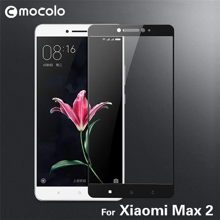 MOCOLO Silk Print Arc Edge Full Size Tempered Glass Screen Protector for Xiaomi Mi Max 2 - Black