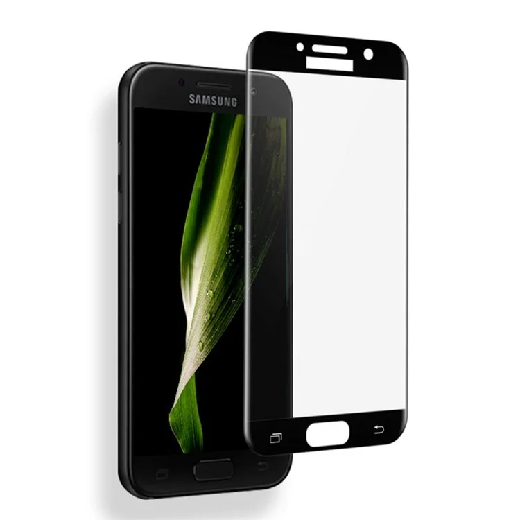 MOCOLO Full Coverage Silk Print Tempered Glass Screen Protector for Samsung Galaxy A7 (2017) SM-A720F -  Black