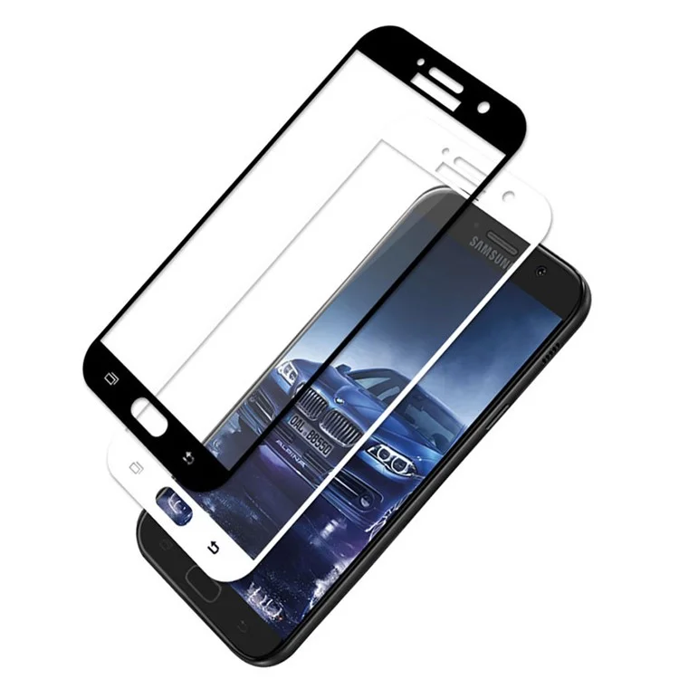MOCOLO Full Coverage Silk Print Tempered Glass Screen Protector for Samsung Galaxy A7 (2017) SM-A720F -  Black