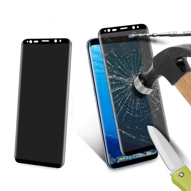 ANGIBABE Anti-spy Silk Print Full Tempered Glass Screen Protector for Samsung Galaxy S8 G950 - Black