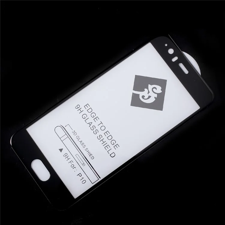 3D Silk Printing Full Size Tempered Glass Screen Protector Film (Arc Edge) for Huawei P10 - Black