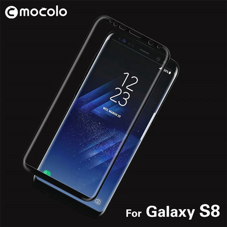 MOCOLO Full Coverage Silk Print Tempered Glass Screen Protector for Samsung Galaxy S8 G950 - Black