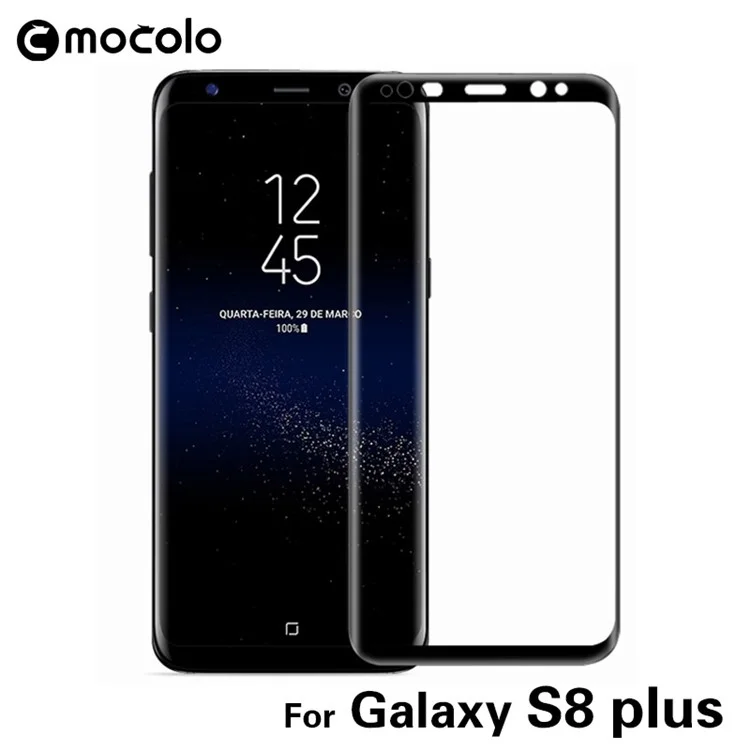 MOCOLO Full Coverage Silk Print Tempered Glass Screen Protector for Samsung Galaxy S8 G950 - Black